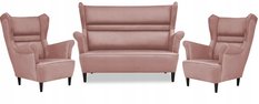 Zestaw wypoczynkowy ZOJA sofa + 2 fotele pudrowy róż do salonu 