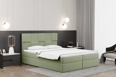 Łóżko CLARA 200x200 cm z funkcją przechowywania i materacem do sypialni jasnozielone