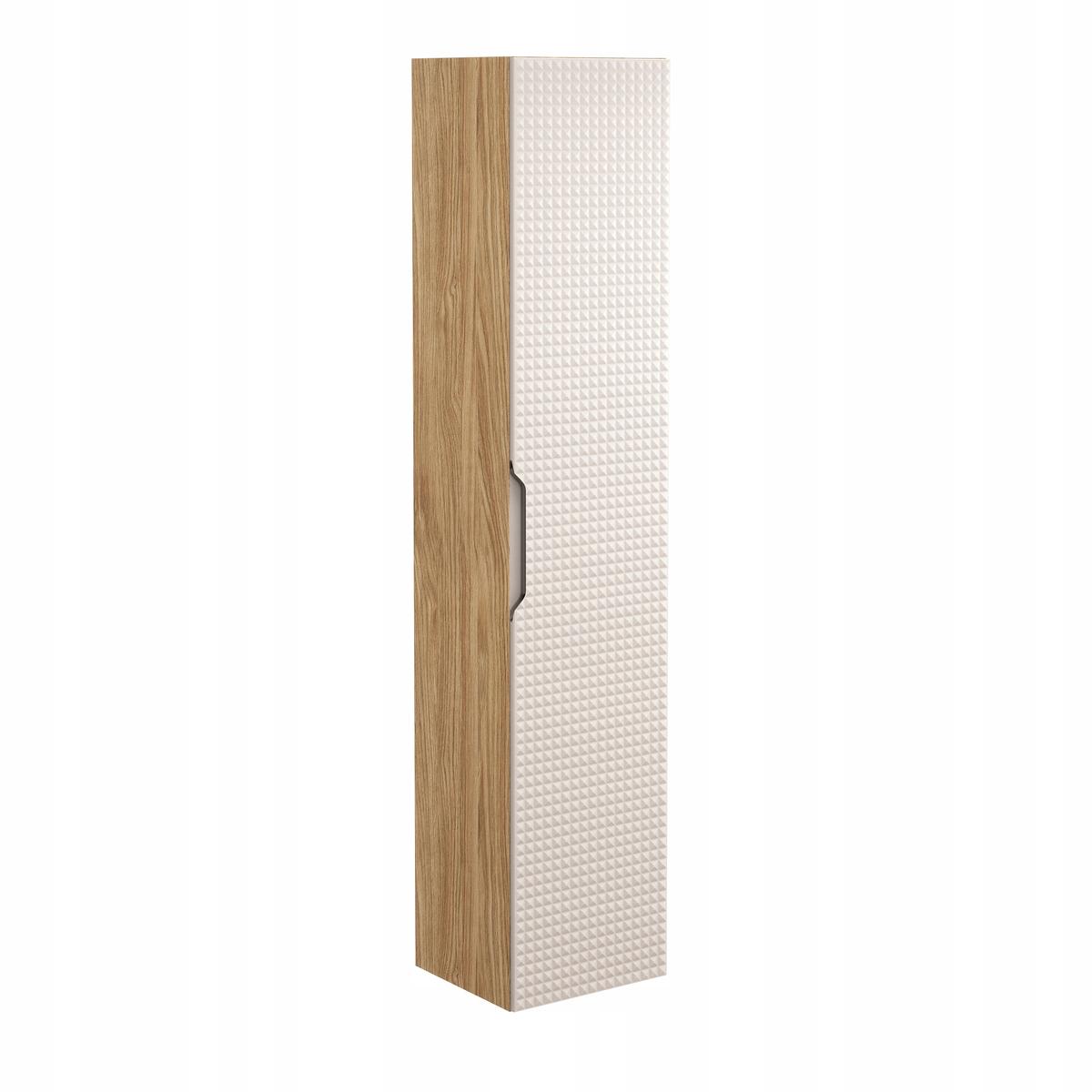 Słupek Łazienkowy 170 cm BEŻOWY WYSOKI Wiszący Dąb Front 3D MDF LUXOR