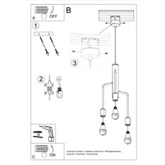 Żyrandol DUOMO 3M 100x25x25 cm industrialny loftowy lampa sufitowa żarówki E27 czarny - Miniaturka zdjęcia nr 5