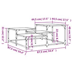 Stolik kawowy 87,5x87,5x40 cm z przestronnymi półkami szary dąb sonoma do salonu - Miniaturka zdjęcia nr 9