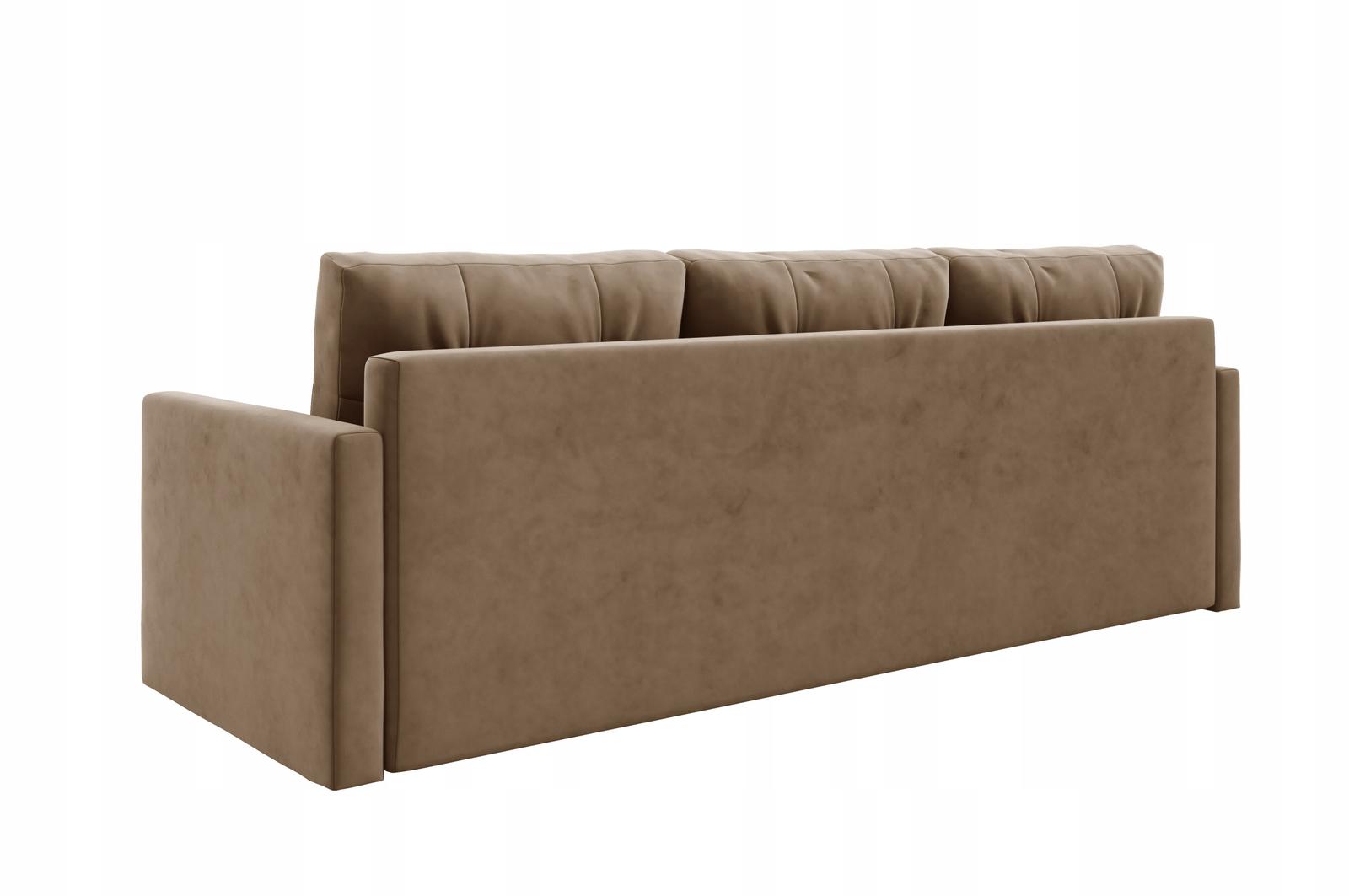 Kanapa IVIO 230x87x86 cm sofa z funkcją spania rozkładana velvet welur jasnobrązowa do salonu nr. 5