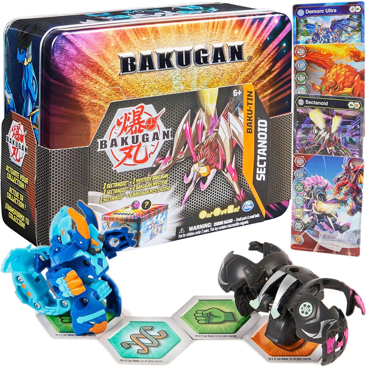 Bakugan baku-tin puszka kolekcjonera + darkus sectanoid + mystery bakugan