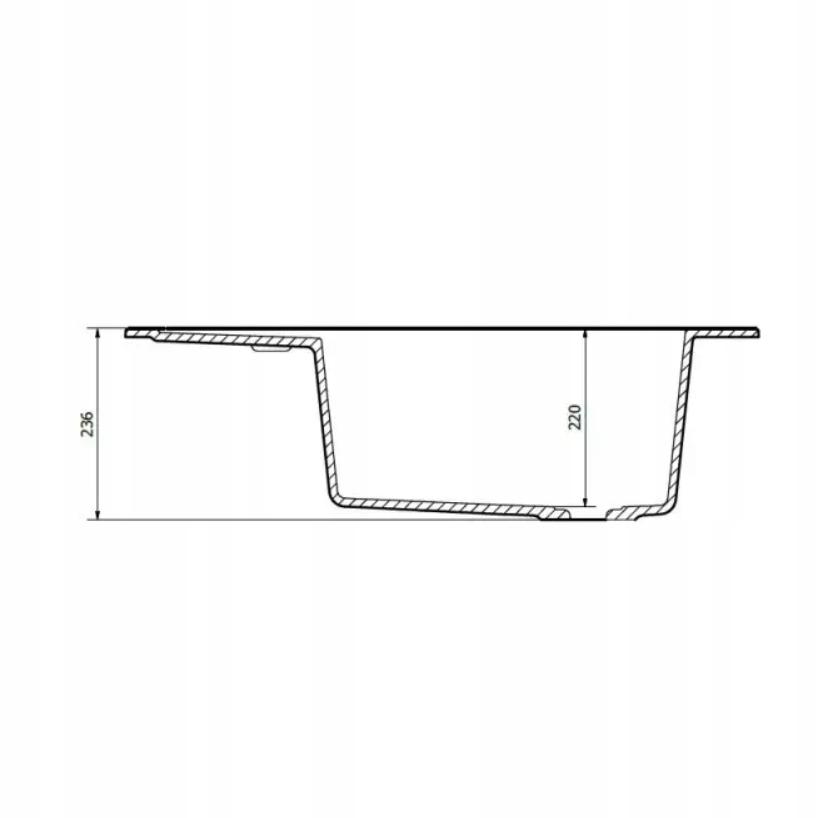 Zlewozmywak granitowy 1-komorowy 78x50x23,6 cm ARES 40 z ociekaczem głęboka czerń nr. 4