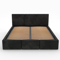 Łóżko tapicerowane do sypialni 180x200x100 cm podwójne z pojemnikiem modne czarne - Miniaturka zdjęcia nr 13