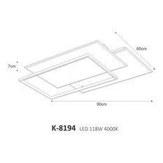 Plafon K-8194 LAGOS 90x7x60 cm do salonu lub pokoju czarno-biały - Miniaturka zdjęcia nr 5