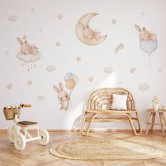 Naklejki Dla Dzieci Śpiące Króliczki Chmurki 120x60 Gwiazdy ZESTAW - Miniaturka zdjęcia nr 6