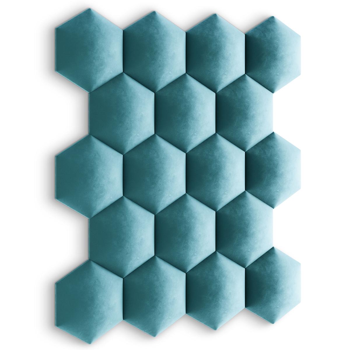 Panele tapicerowane 26x30 cm hexagon magic velvet morski nr. 6