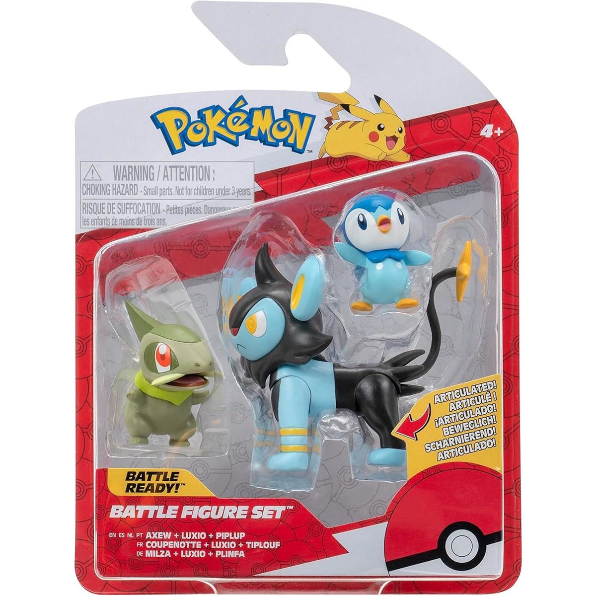 POKEMON ZESTAW ORYGINALNYCH FIGUREK JAZWARES 3-PAK LUXIO + AXEW + PIPLUP