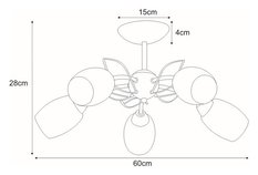 Lampa sufitowa K-JSL-6093/5 CHR XENA 60x28x60 cm do salonu lub kuchni chrom - Miniaturka zdjęcia nr 7