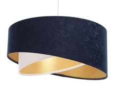 Lampa 45 cm do sypialni salonu wisząca asymetryczna granat-biało-złota - Miniaturka zdjęcia nr 1