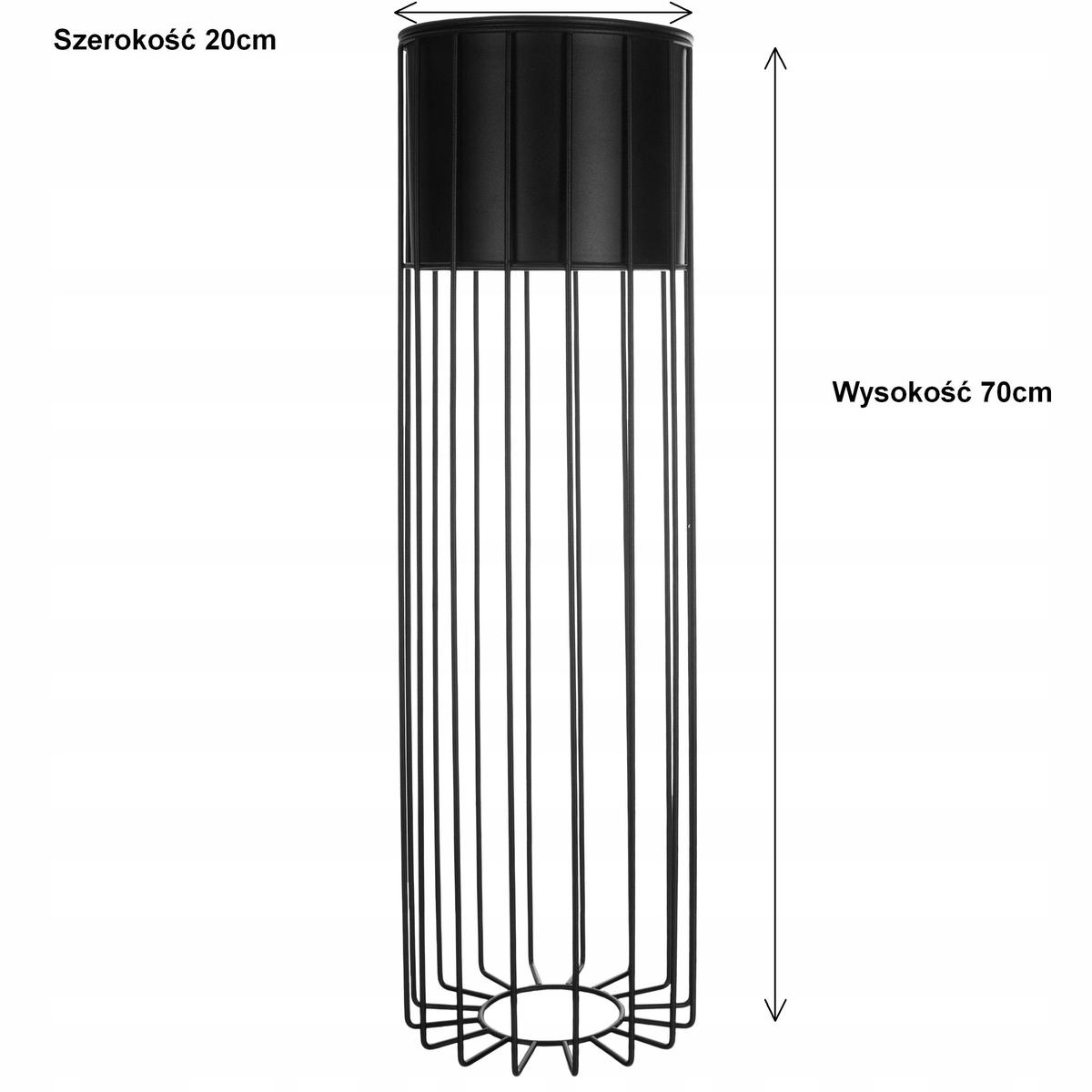 Kwietnik 70x20 cm do salony sypialni stojący metal stojak loft druciany czarny złoty nr. 4