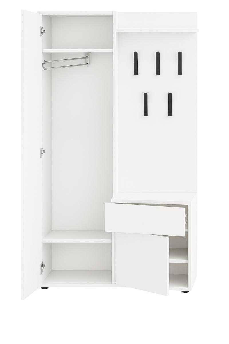 Garderoba do przedpokoju DUO 190x108x40 cm z lustrem wieszakami szafka na buty biały mat  nr. 3