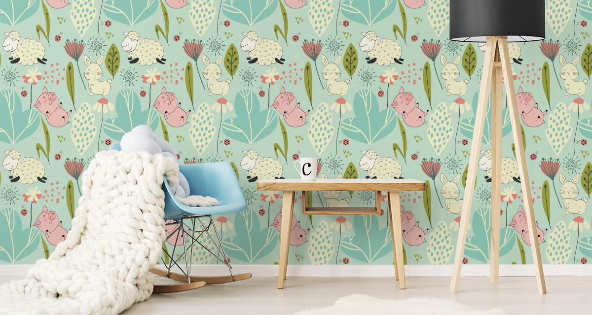 Tapeta W Rolce Owieczki KRÓLICZKI Świnki Natura 53x1000  nr. 7