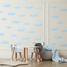 NAKLEJKA NA ŚCIANĘ DO POKOJU DZIECKA 60x30 NIEBIESKIE CHMURECZKI - Miniaturka zdjęcia nr 3