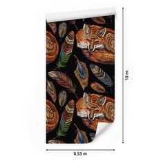 Tapeta Flizelinowa Haftowane LISY Kolorowe Pióra  - Miniaturka zdjęcia nr 2