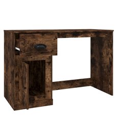 Biurko 115x50x75 cm z szufladą i szafką przydymiony dąb do biura lub gabinetu - Miniaturka zdjęcia nr 8