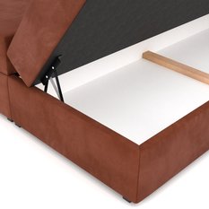 Łóżko kontynentalne 160x200x113 cm tapicerowane podwójne z materacem miodowe - Miniaturka zdjęcia nr 18