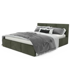 Łóżko tapicerowane do sypialni 180x200x110 cm podwójne z pojemnikiem modne khaki - Miniaturka zdjęcia nr 10