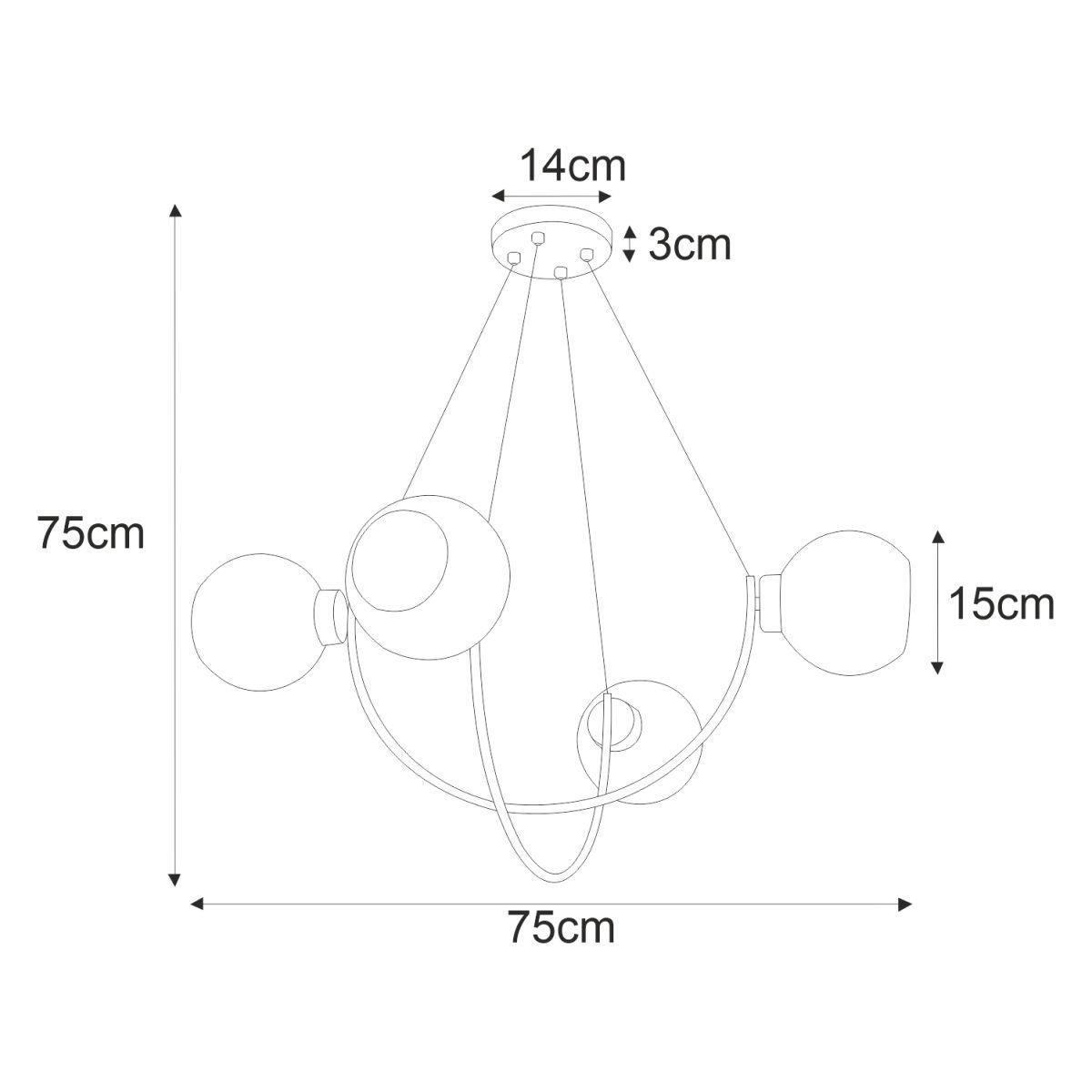 Lampa wisząca K-2628 SIRIUS 75x75x75 cm do salonu lub pokoju czarny/grafitowy nr. 3