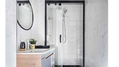 Drzwi wnękowe prysznicowe łazienkowe LOFT 90cm czarne prawe