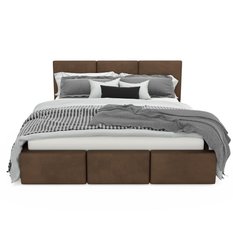 Łóżko tapicerowane 120x200x120 cm do sypialni  z pojemnikiem brązowe - Miniaturka zdjęcia nr 11