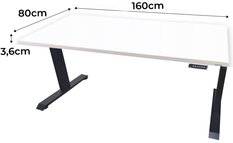 Biurko gamingowe Model 0 Low elektryczne regulowane nogi LOW 160x80x70-118 cm białe - Miniaturka zdjęcia nr 2