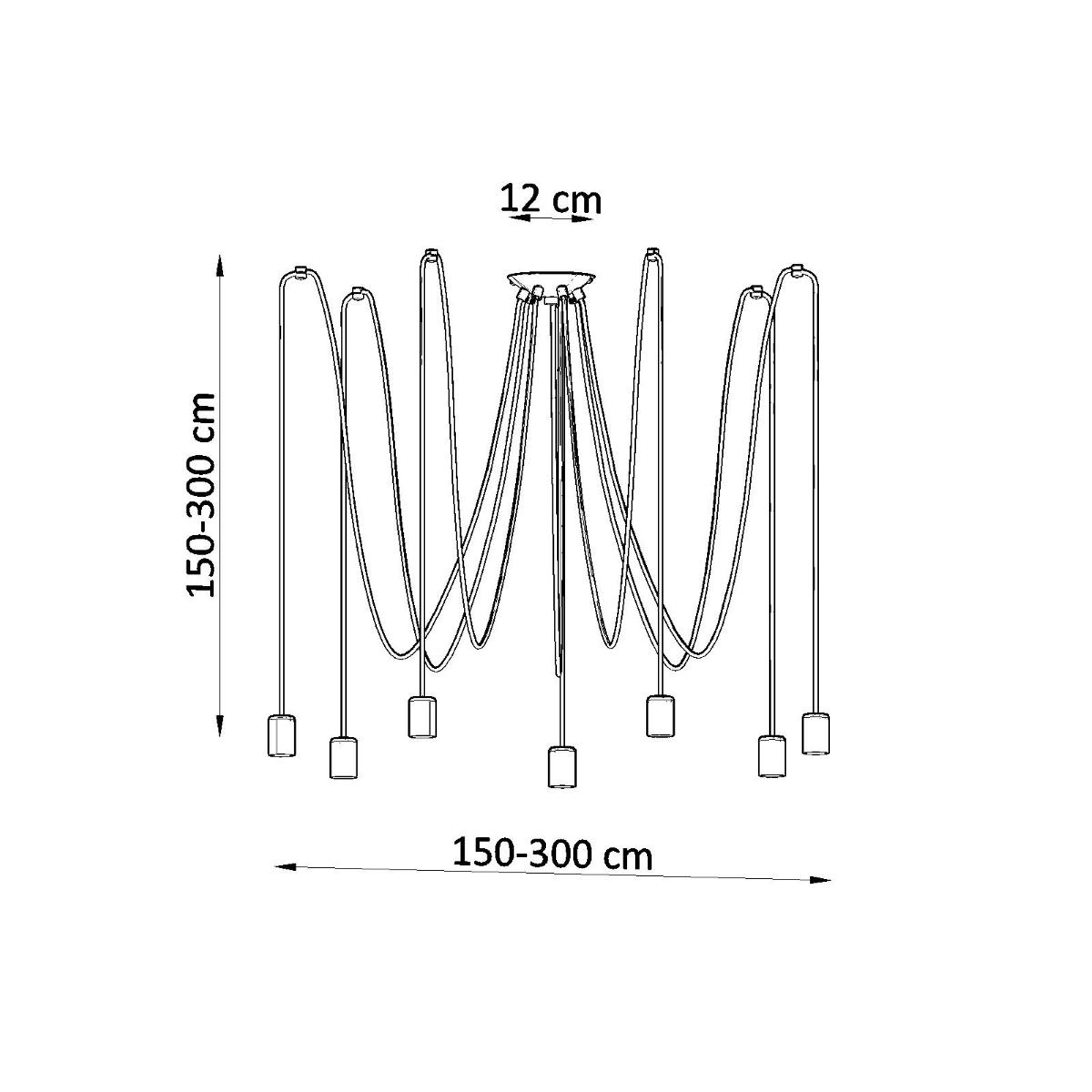 Żyrandol EDISON 7 150x300x300 cm industrialny loftowy lampa sufitowa żarówki E27 czarny nr. 4