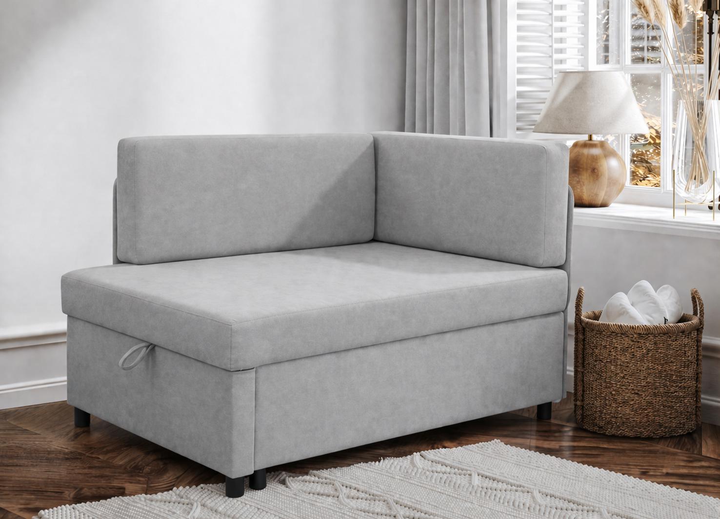 Sofa Viluś 106x75x80 cm szary rozkładana sofa narożna jednoosobowa z funkcją spania i pojemnikiem na pościel nr. 5