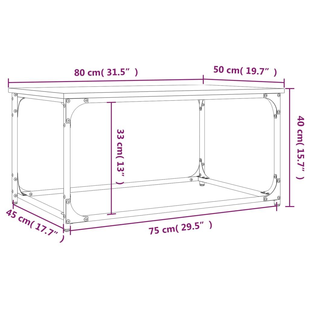 Stolik kawowy 80x50x40 cm brązowy dąb elegancki do salonu nr. 10