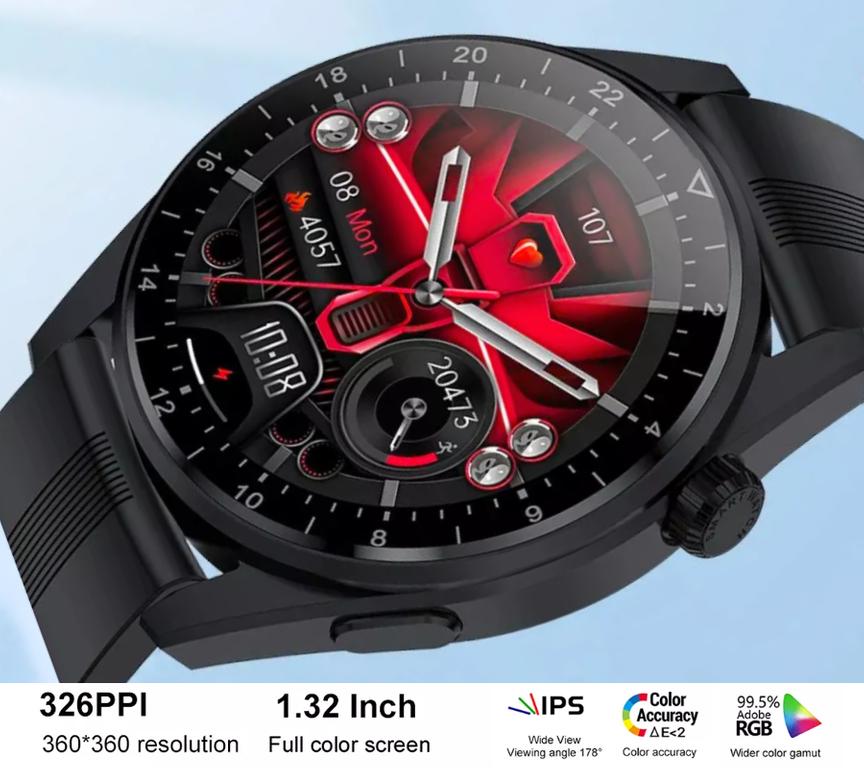 Smartwatch Rubicon RNCE78 , koperta 53x45x12 mm z wyświetlaczem TFT IPS 1.32"wymienne paski skórzany i silikonowy, IP67, Bluetooth Call. nr. 4