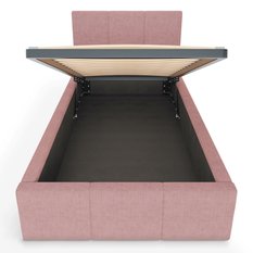 Łóżko Pojedyncze 90x200cm łóżko tapicerowane z pojemnikiem różowe do sypialni wezgłowie 88 cm - Miniaturka zdjęcia nr 9