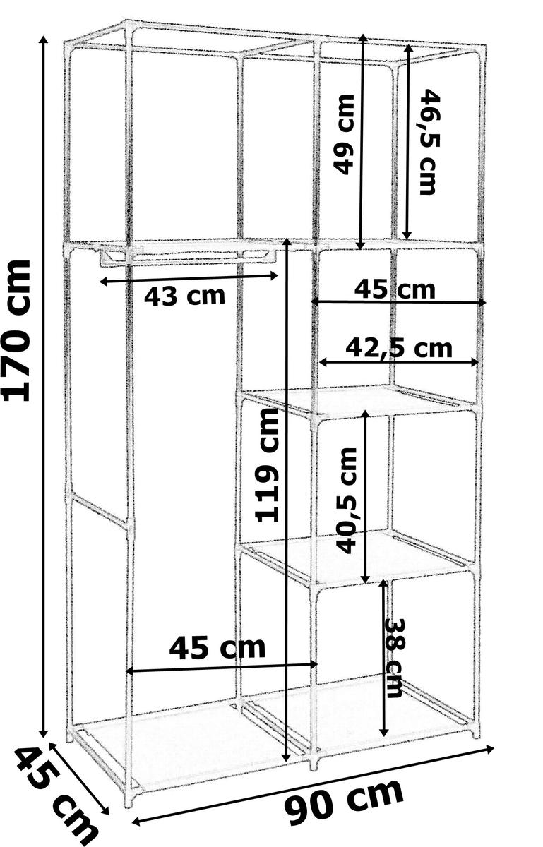 Szafka tekstylna z 6 półkami Mira - szara nr. 10