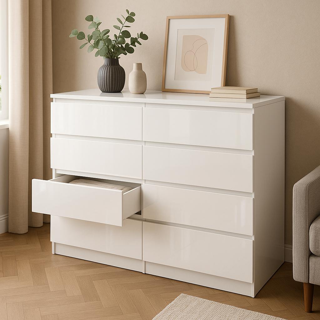 Komoda MARTUSIA 140x97x40 cm 8 szuflad do pokoju dziecięcego biały połysk nr. 3