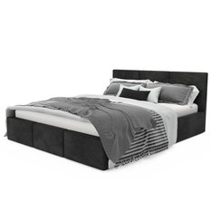 Łóżko tapicerowane 120x200x110 cm z pojemnikiem do sypialni  automatycznym na pościel czarne - Miniaturka zdjęcia nr 10