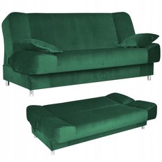 Wersalka SARA 200x95 cm butelkowa zieleń rozkładana kanapa z pojemnikiem sofa do salonu New Velo