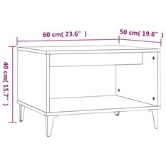 Stolik kawowy 60x50x40 cm z przestronną półką brązowy dąb do salonu - Miniaturka zdjęcia nr 7