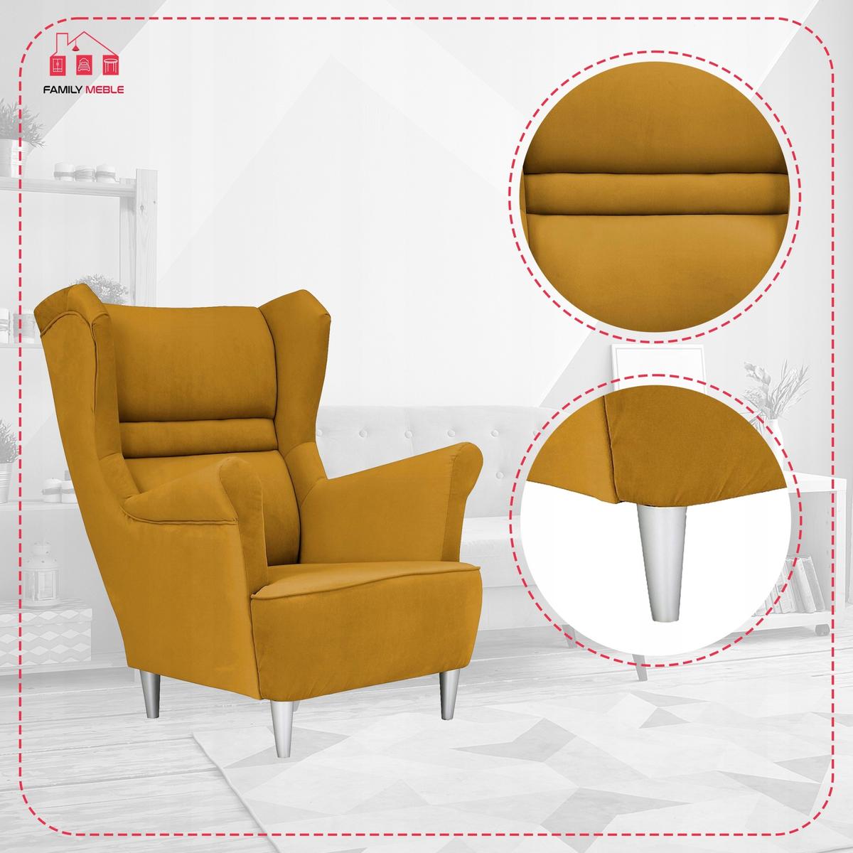 Zestaw wypoczynkowy ZOJA sofa + 2 fotele miodowe do salonu  nr. 4