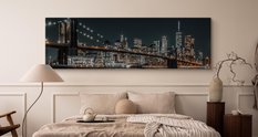 Obraz Do Salonu Nocna Panorama NY Most Brookliński Architektura 145x45cm - Miniaturka zdjęcia nr 5