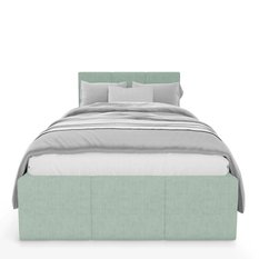 Łóżko Pojedyncze 90x200cm łóżko tapicerowane z pojemnikiem miętowe do sypialni wezgłowie 120 cm  - Miniaturka zdjęcia nr 6