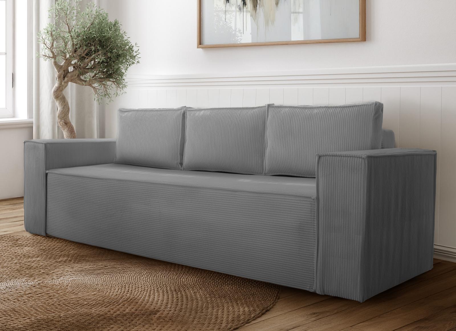 Kanapa rozkładana Verona Mega Wygodna 248x52x93 cm wersalka z funkcją spania i pojemnikiem sprężyny BONELL sztruks szary do salonu nr. 6