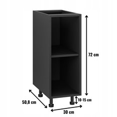 Korpus szafka kuchenna dolna 30x72x50,8 cm z akcesoriami czarny - Miniaturka zdjęcia nr 2