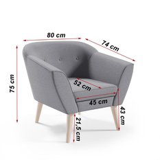 Fotel DIANA 80x74x75 cm  ciemnoszary do salonu - Miniaturka zdjęcia nr 4