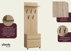 Garderoba do przedpokoju DUO 1 190x45x40 cm z lustrem wieszakami szafka na buty dąb sonoma  - Miniaturka zdjęcia nr 2