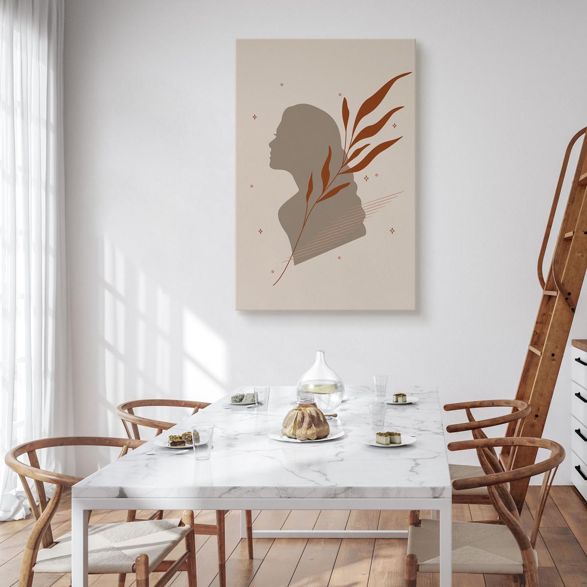 Obraz Do Salonu Portret Kobieta Minimalizm Styl Boho Liście Natura 80x120cm nr. 4