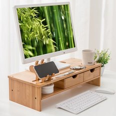 Podstawka 54 cm do biura pokoju gabinetu pod monitor laptop bambusowa - Miniaturka zdjęcia nr 2