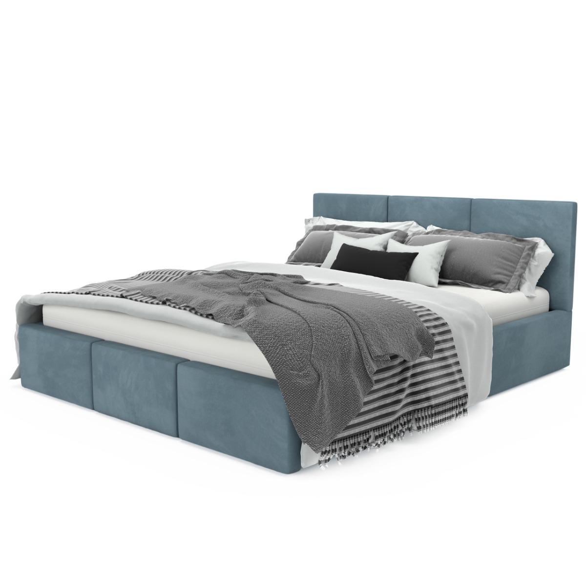 Łóżko tapicerowane  140x200x88 cm do sypialni otwierany schowek na pościel  morski nr. 10