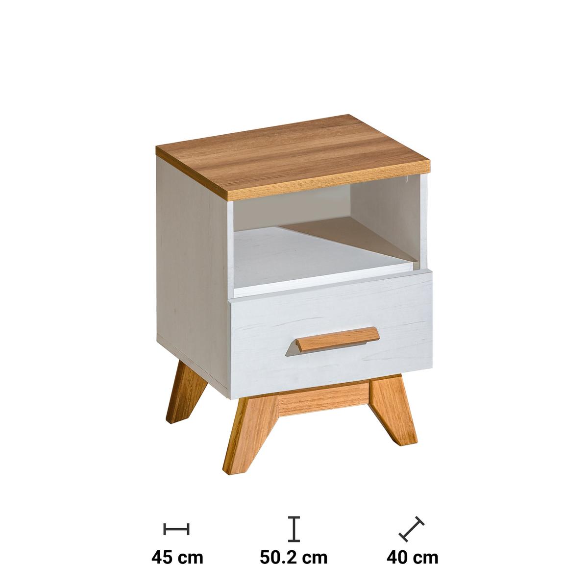 Szafka nocna 45x40x50,2 cm Sven z szufladą i półka sosna andersen dąb nash do sypialni nr. 2