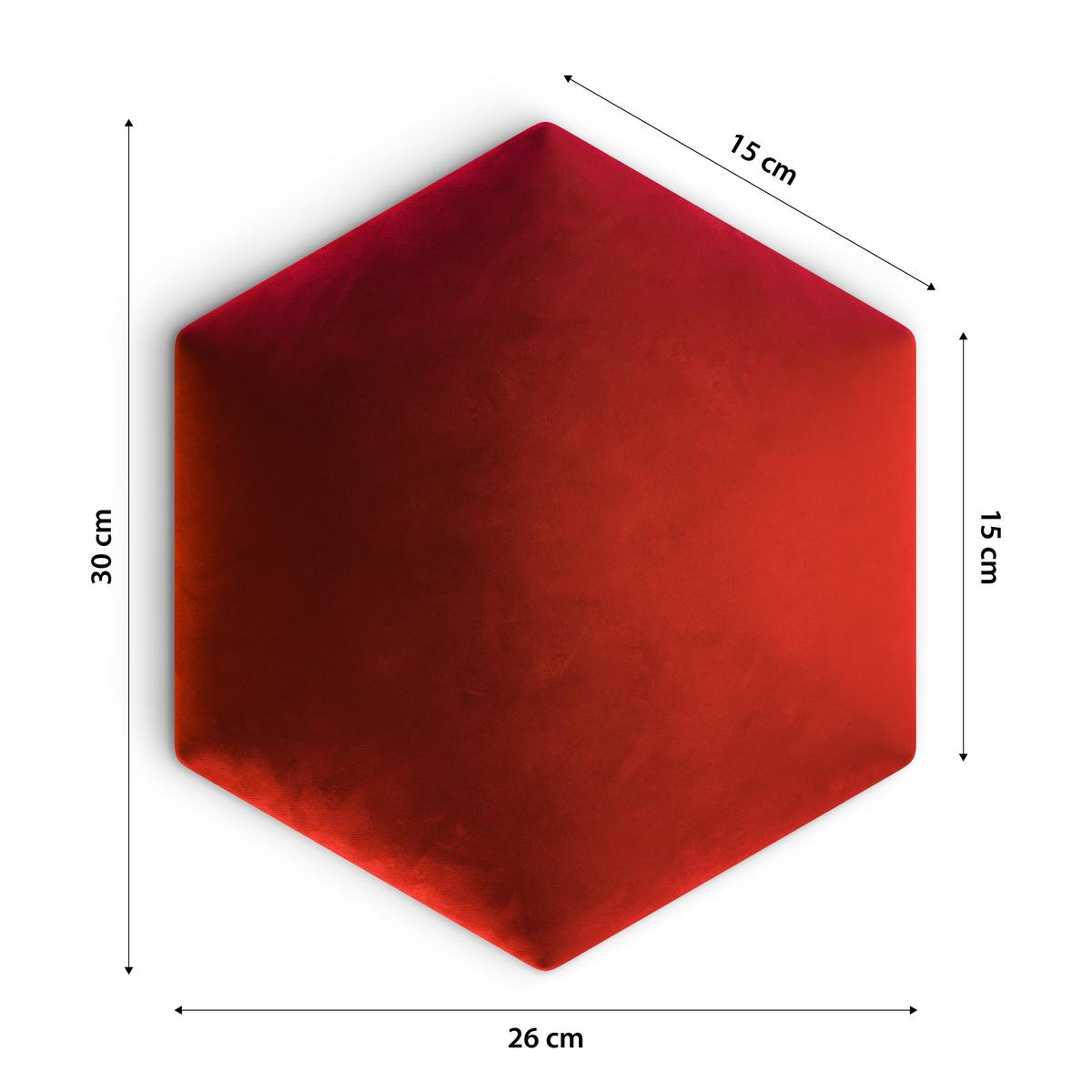 Panele tapicerowane  26x30 cm hexagon magic velvet czerwony nr. 4