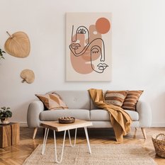 Obraz Do Sypialni Abstrakcja Twarze Line-Art Styl Boho Minimalizm 80x120cm - Miniaturka zdjęcia nr 3